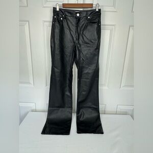 Women's Zara Black‎ Faux Leather Wide Leg Pants Size 6